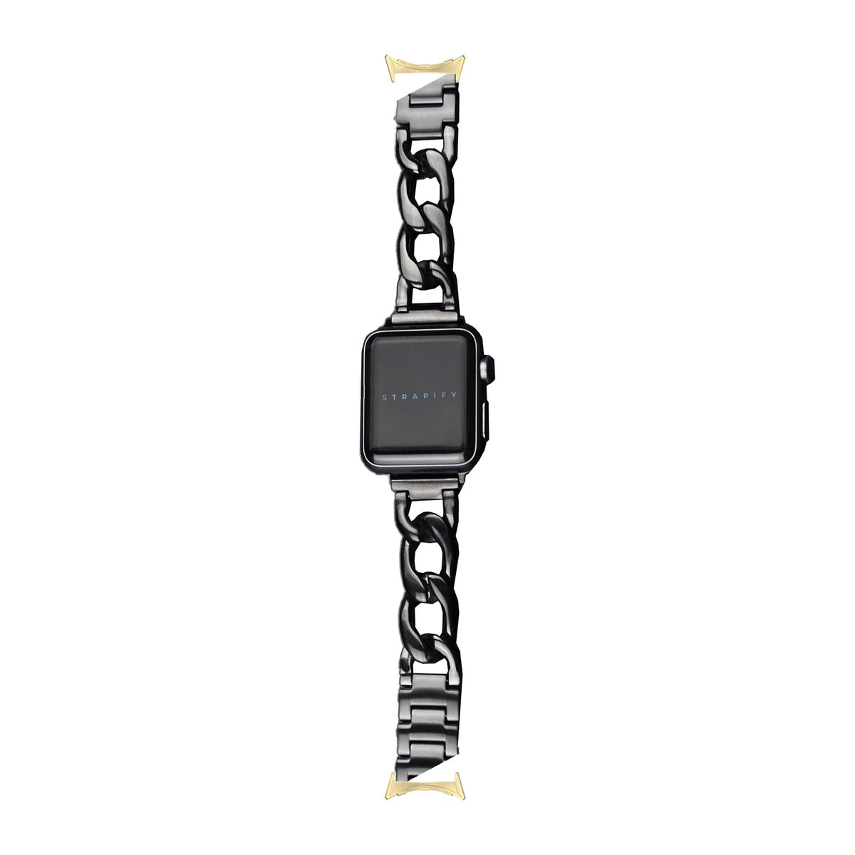 Chain Link Bracelet - Black Gold with Google Pixel Spring Bar Adapters - Wear Any 20mm Strap! for Pixel Watch 3-5 45mm