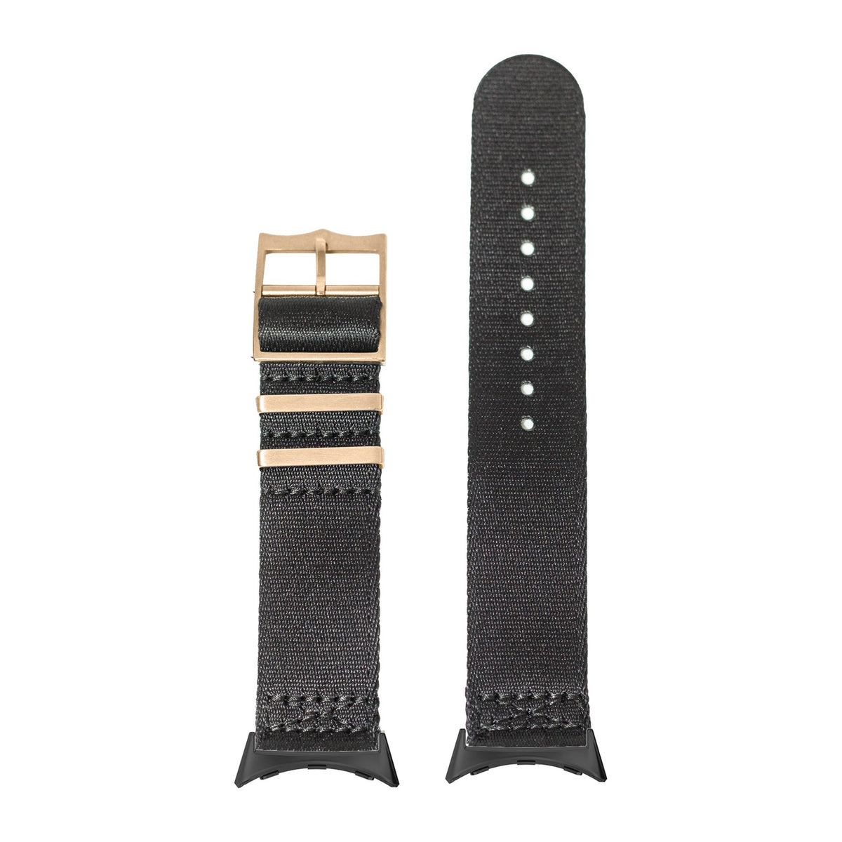 Ultra Militex - Black [Rose Gold Hardware] Black with Google Pixel Spring Bar Adapters - Wear Any 20mm Strap! for Pixel Watch 1-5 41mm