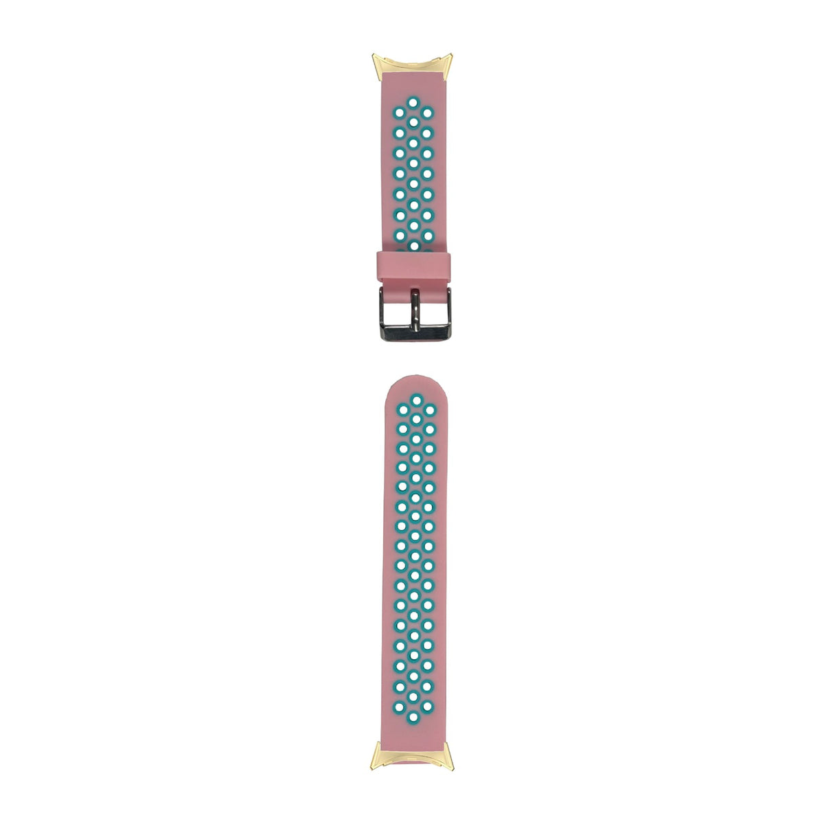 Flexi Sports Silicone Pink/Teal Gold with Google Pixel Spring Bar Adapters - Wear Any 20mm Strap! for Pixel Watch 3-5 45mm
