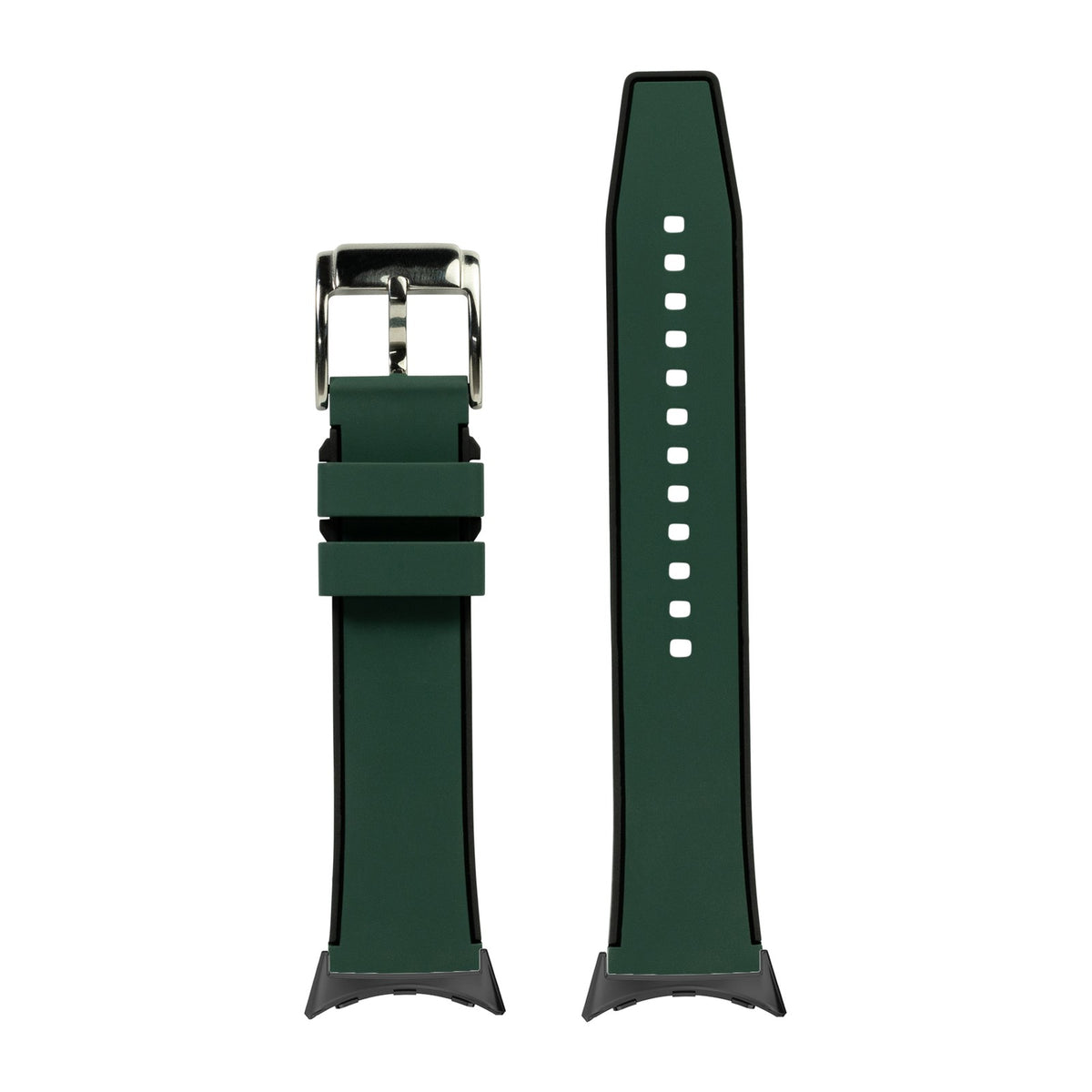 FKM Rubber - Two Tone Green with Google Pixel Spring Bar Adapters - Wear Any 20mm Strap! for Pixel Watch 3-5 45mm