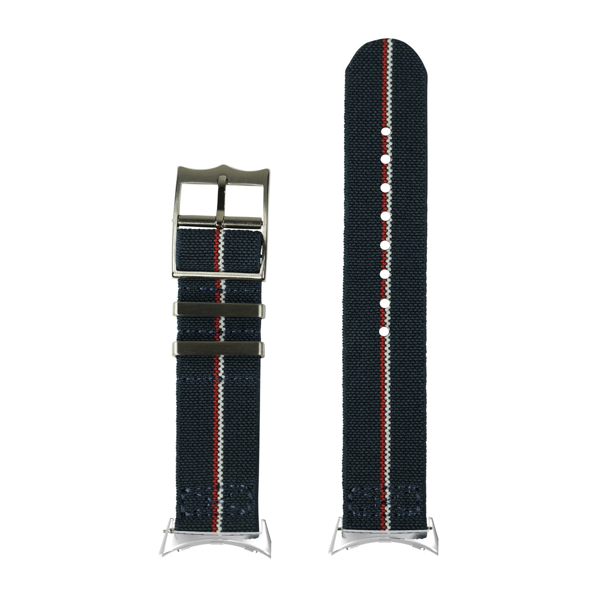 ElastoFlex - Blue/White/Red Silver with Google Pixel Spring Bar Adapters - Wear Any 20mm Strap! for Pixel Watch 3-5 45mm