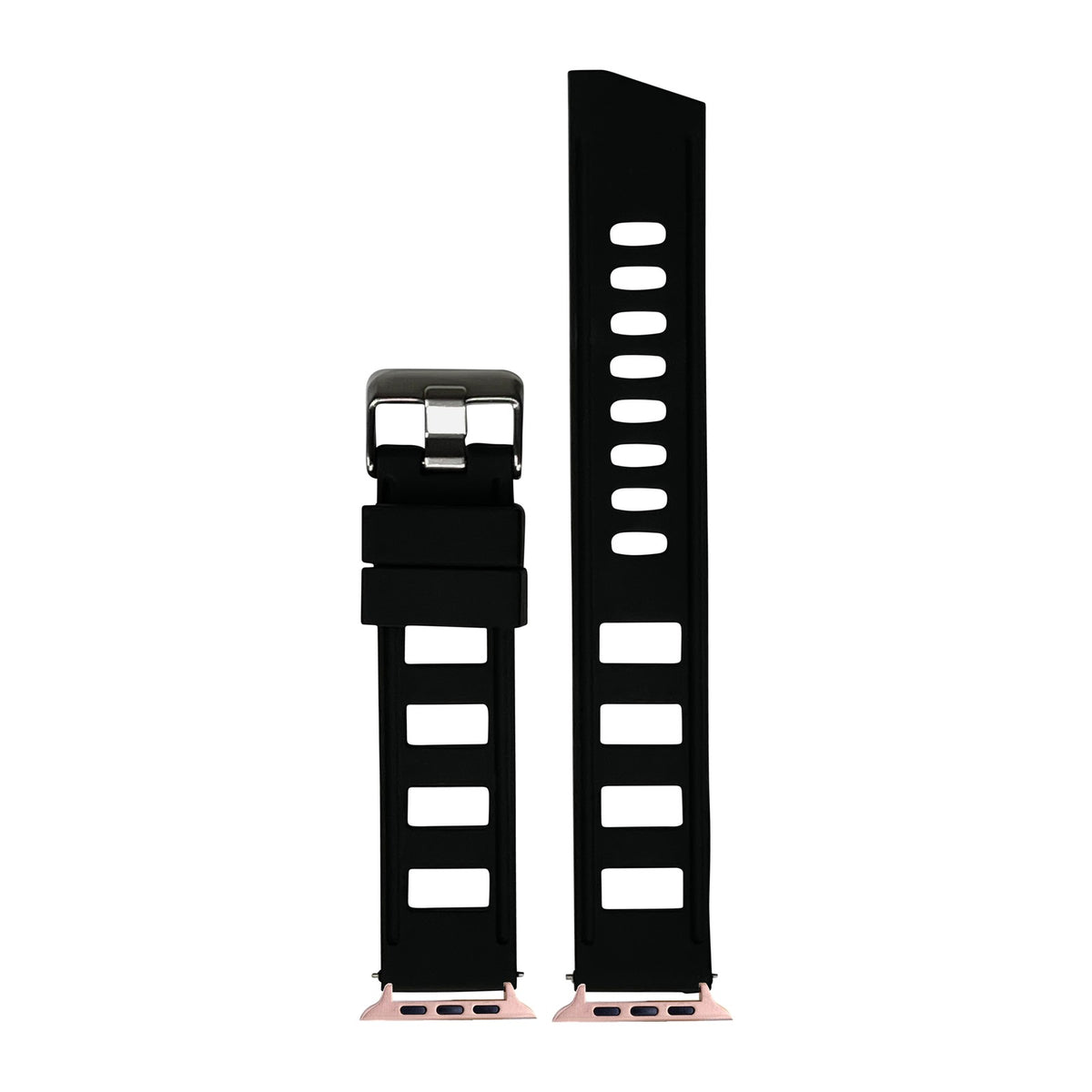 Iso Silicone Black Rose Gold with Connecters - Spring Bar Type for Apple Watch