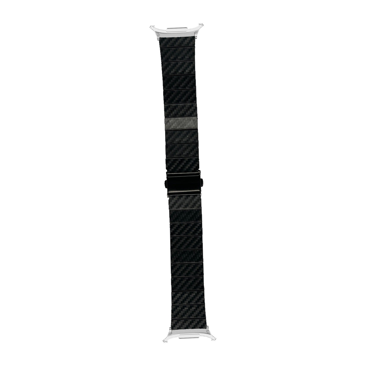 Carbon Fibre Bracelet - Black Silver with Strap Adapter for Galaxy Watch 8-9/Ultra