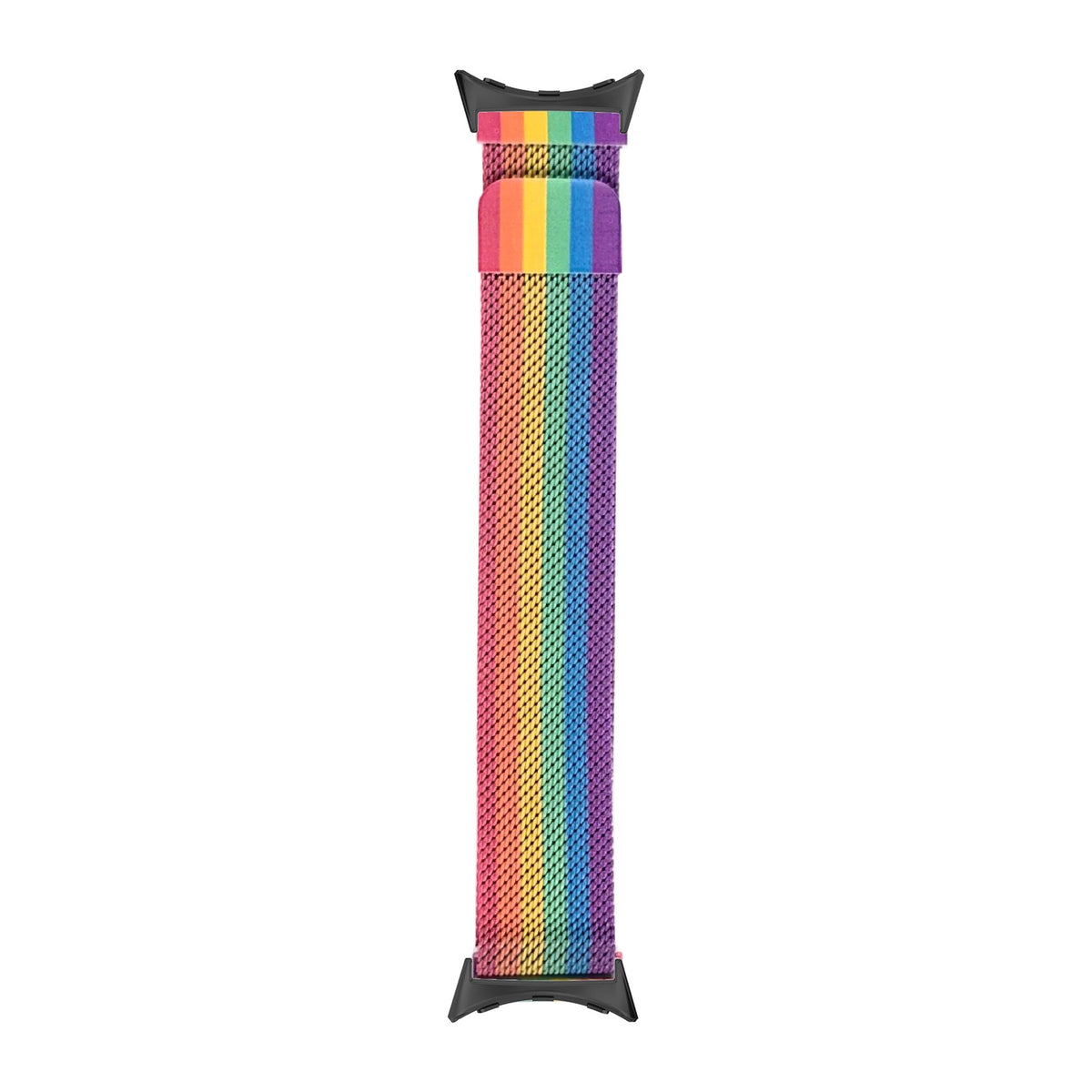 Milanese - Rainbow Black with Google Pixel Spring Bar Adapters - Wear Any 20mm Strap! for Pixel Watch 1-5 41mm