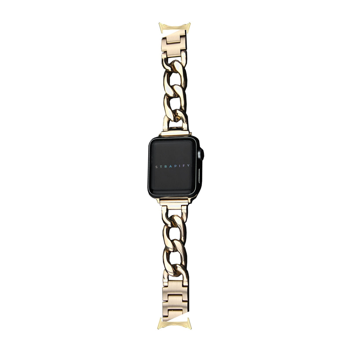 Chain Link Bracelet - Gold Gold with Google Pixel Spring Bar Adapters - Wear Any 20mm Strap! for Pixel Watch 3-5 45mm