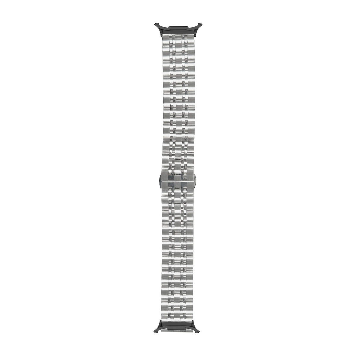 Steel Bracelet (Silver) - Deployment Clasp 2 Black with Strap Adapter for Galaxy Watch 8-9/Ultra