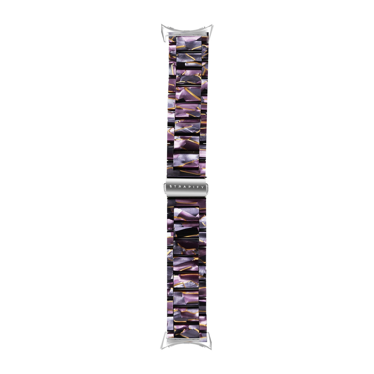 Crystalised Acetate - Eccentric Purple Silver with Google Pixel Spring Bar Adapters - Wear Any 20mm Strap! for Pixel Watch 1-5 41mm