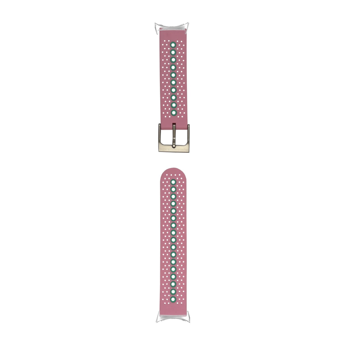 Flexi Sports Silicone 2 Pink Silver with Google Pixel Spring Bar Adapters - Wear Any 20mm Strap! for Pixel Watch 3-5 45mm
