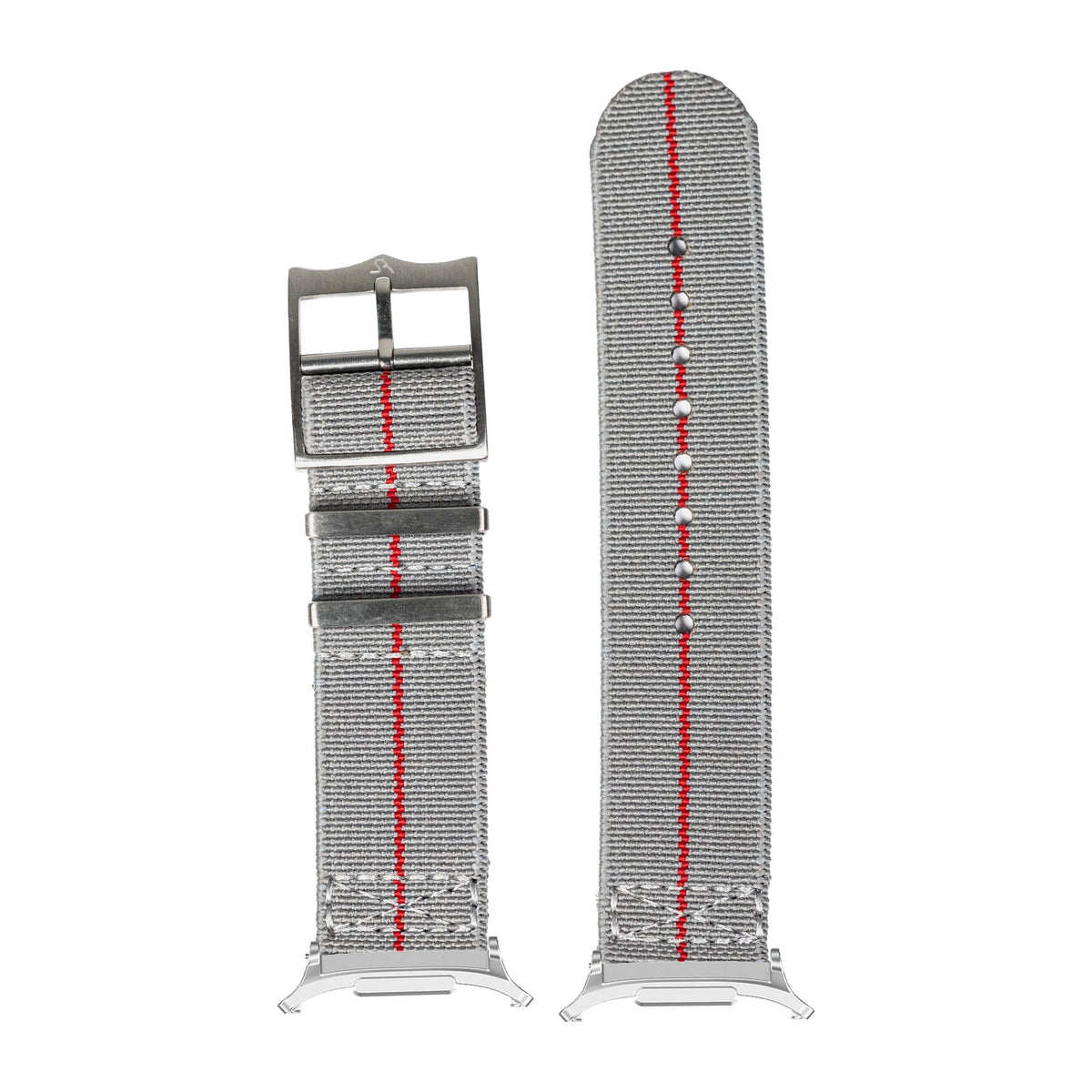 ElastoFlex - Grey/Red Silver with Strap Adapter for Galaxy Watch 8-9/Ultra