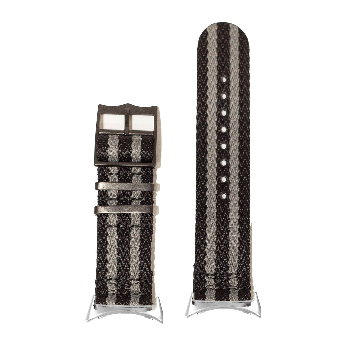 Sharktooth Militex - Stealth Bond (Black/Grey) [Black Hardware] Silver with Google Pixel Spring Bar Adapters - Wear Any 20mm Strap! for Pixel Watch 1-5 41mm