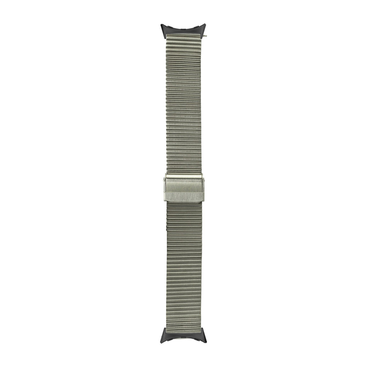 Flat-Link Micro-Adjustable Bracelet Silver Black with Google Pixel Spring Bar Adapters - Wear Any 20mm Strap! for Pixel Watch 1-5 41mm