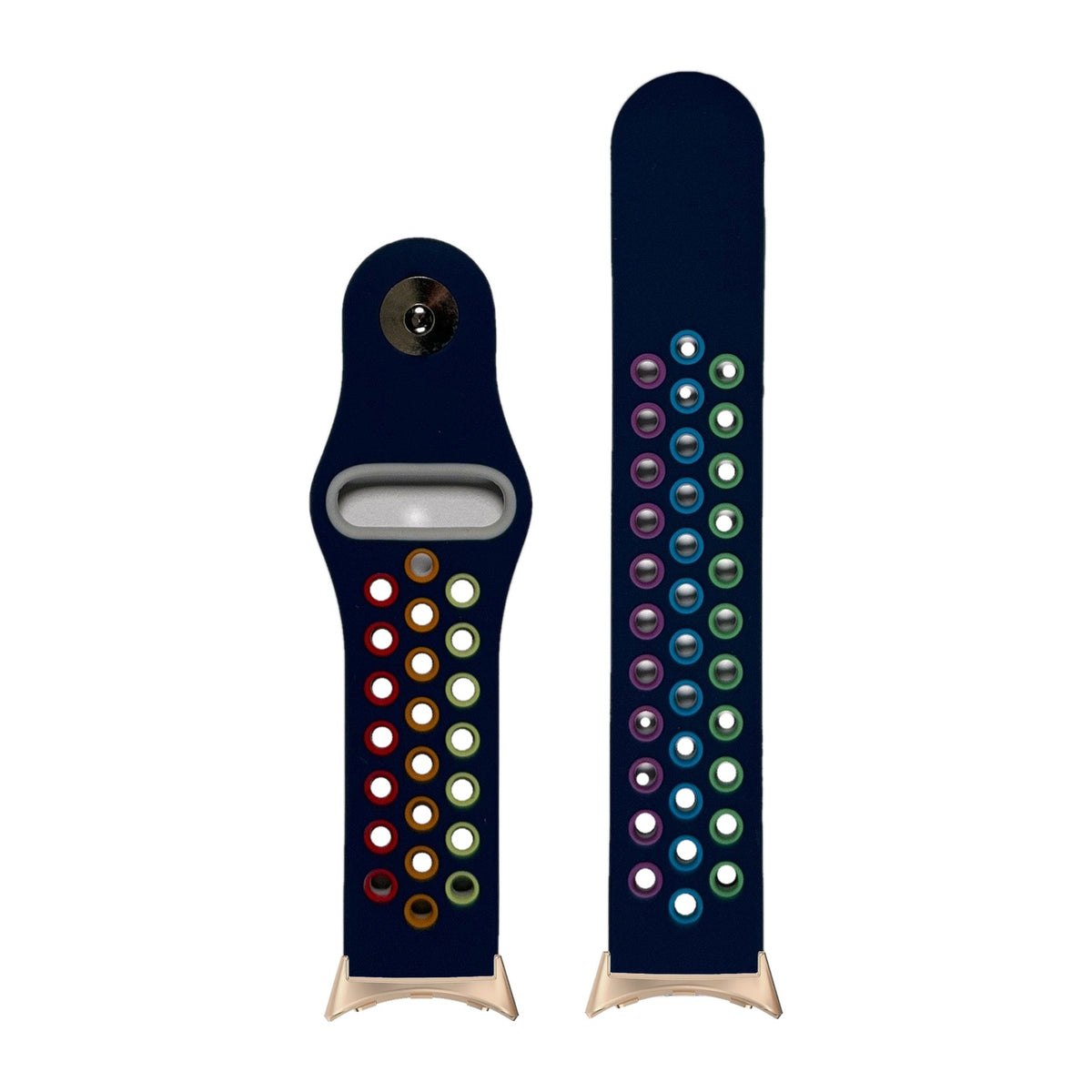 Rainbow Sports Silicone Turquoise Blue Rose Gold with Google Pixel Spring Bar Adapters - Wear Any 20mm Strap! for Pixel Watch 3-5 45mm