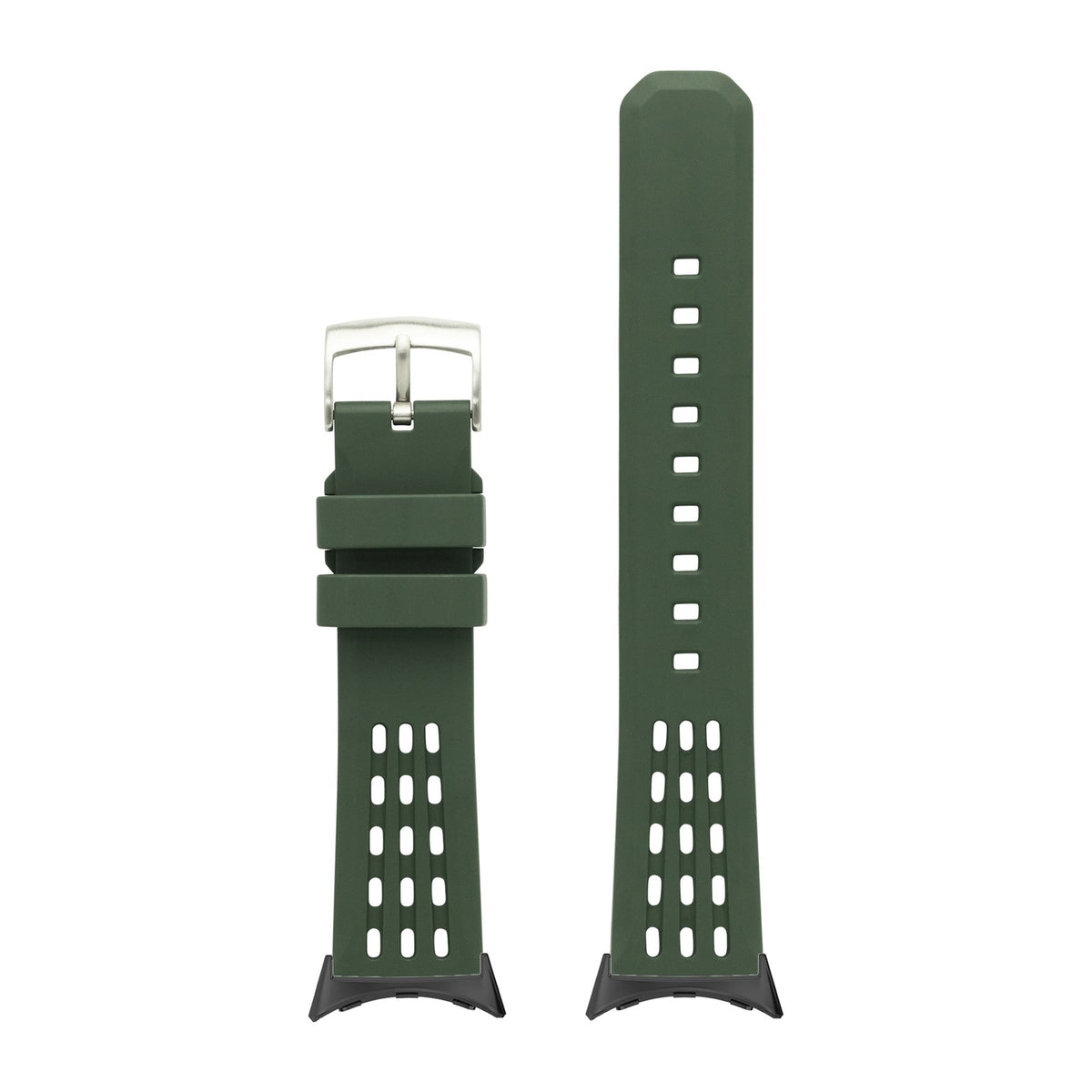 FKM Rubber - AeroMax Green Black with Google Pixel Spring Bar Adapters - Wear Any 20mm Strap! for Pixel Watch 3-5 45mm