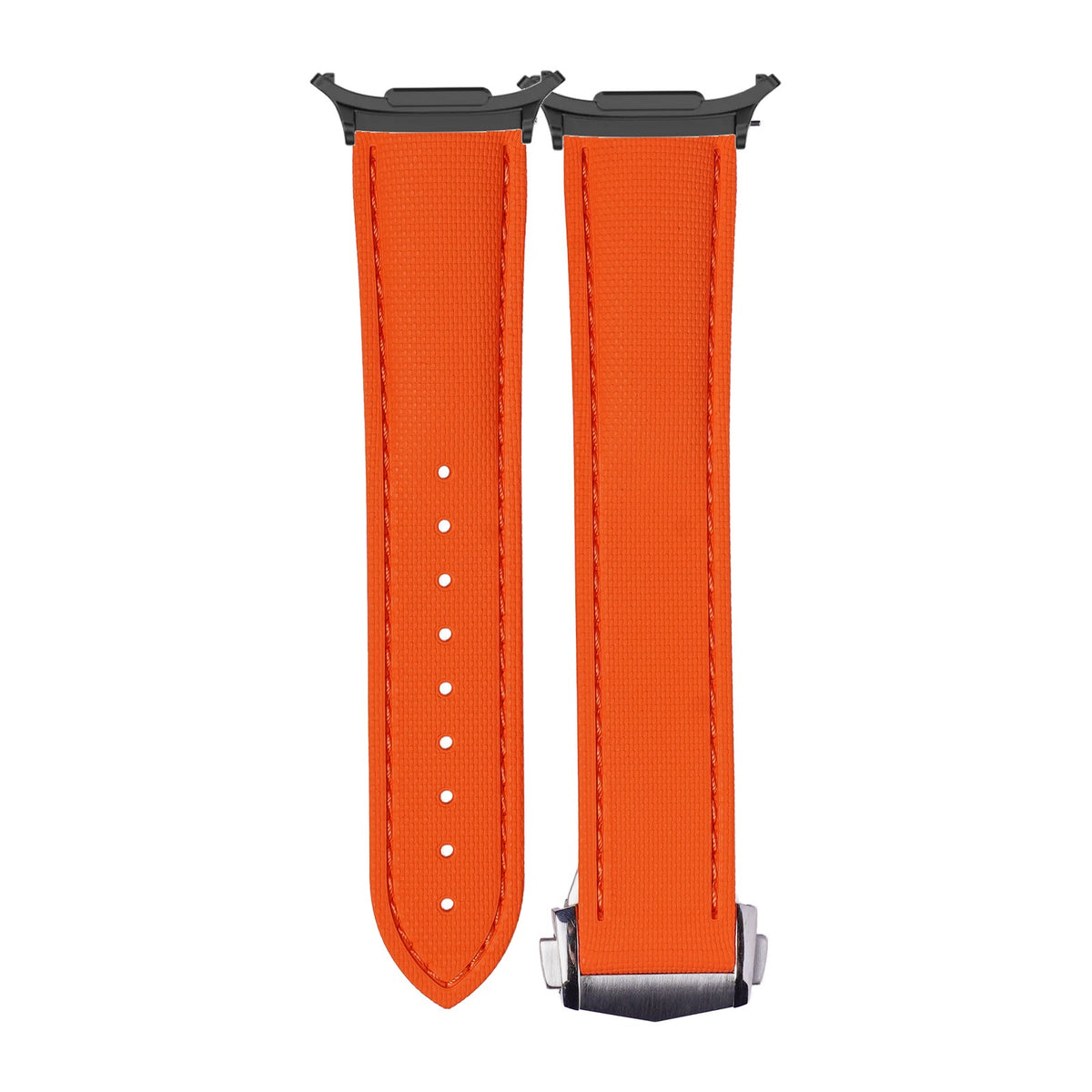 Textured FKM Rubber Orange Black with Strap Adapter for Galaxy Watch 8-9/Ultra