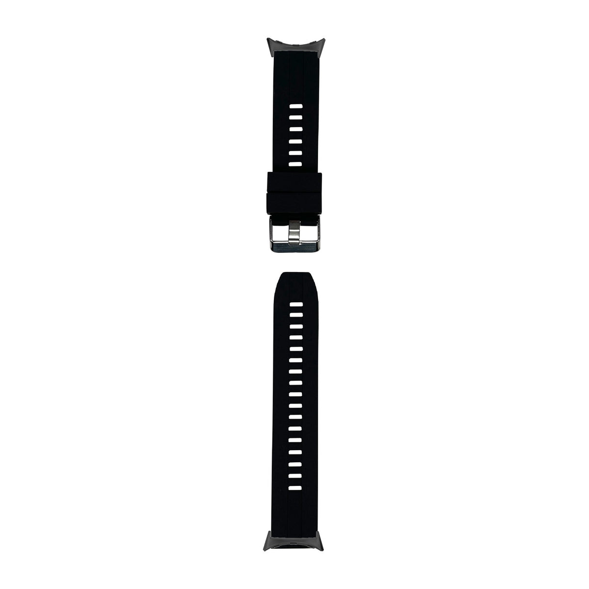 Flexi Silicone 2 Black Black with Google Pixel Spring Bar Adapters - Wear Any 20mm Strap! for Pixel Watch 3-5 45mm