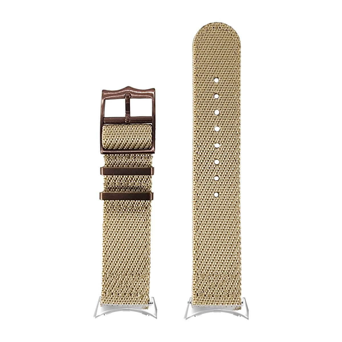 Cross Militex - Wheat [Bronze Coloured Hardware] Silver with Google Pixel Spring Bar Adapters - Wear Any 20mm Strap! for Pixel Watch 3-5 45mm