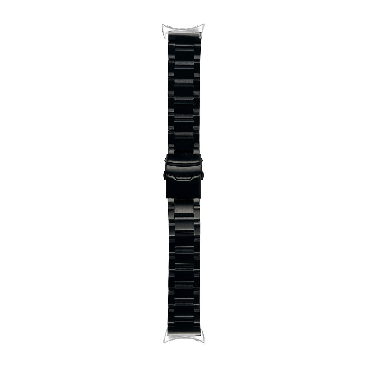 Steel Bracelet - Hex Link Black Silver with Safety Deployant Clasp with Google Pixel Spring Bar Adapters - Wear Any 20mm Strap! for Pixel Watch 1-5 41mm