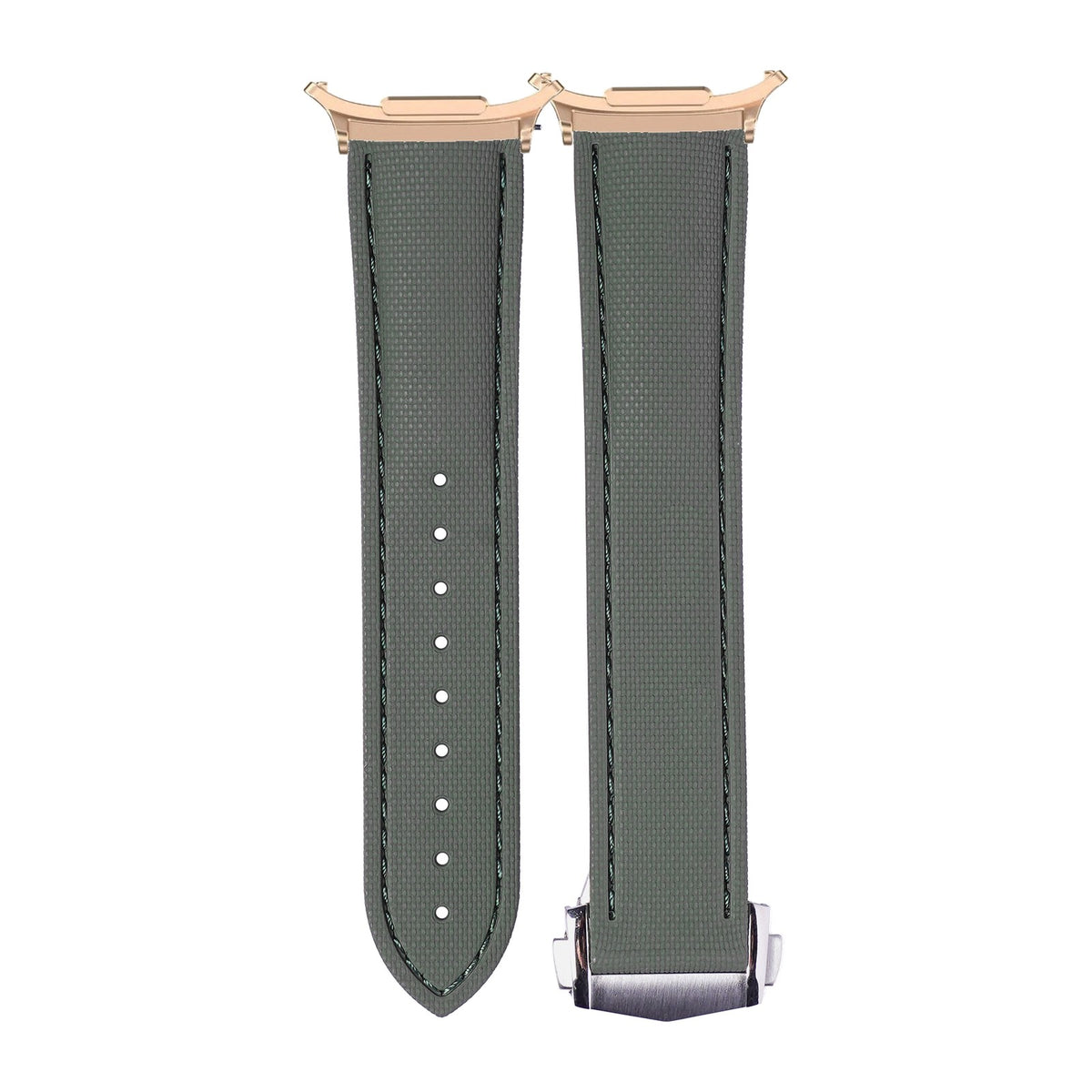 Textured FKM Rubber Army Green Rose Gold with Strap Adapter for Galaxy Watch 8-9/Ultra