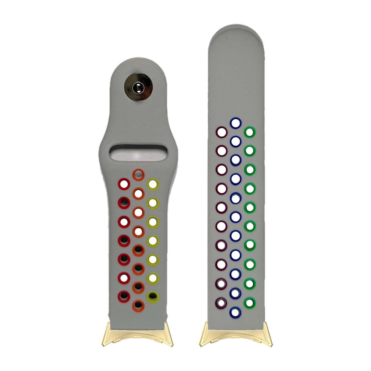 Rainbow Sports Silicone Grey Gold with Google Pixel Spring Bar Adapters - Wear Any 20mm Strap! for Pixel Watch 1-5 41mm