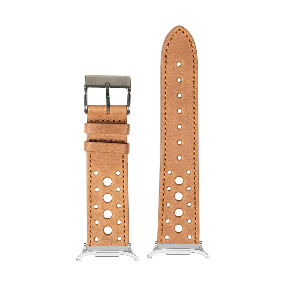 Leather - Daytona - Brown Silver with Strap Adapter for Galaxy Watch 8-9/Ultra