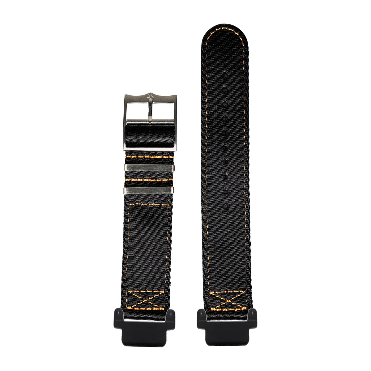 Ultra Militex - Black / Orange Stitching Black with Garmin Forerunner 220/ 230/ 235/ 620/ 630/ 735XT Strap Adapters for Garmin Forerunner 220/ 230/ 235/ 620/ 630/ 735XT