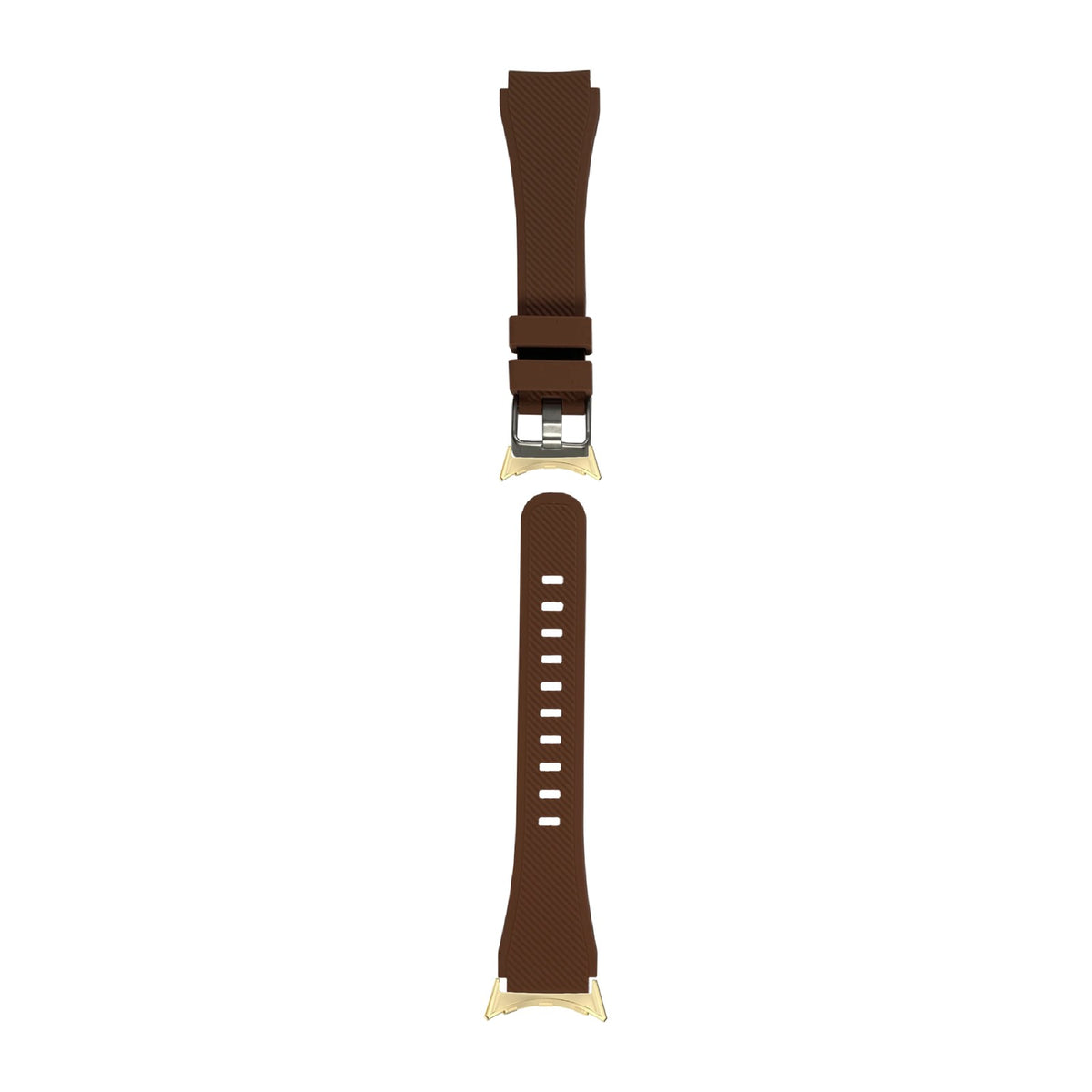 Flexi Silicone Coffee Brown Gold with Google Pixel Spring Bar Adapters - Wear Any 20mm Strap! for Pixel Watch 1-5 41mm