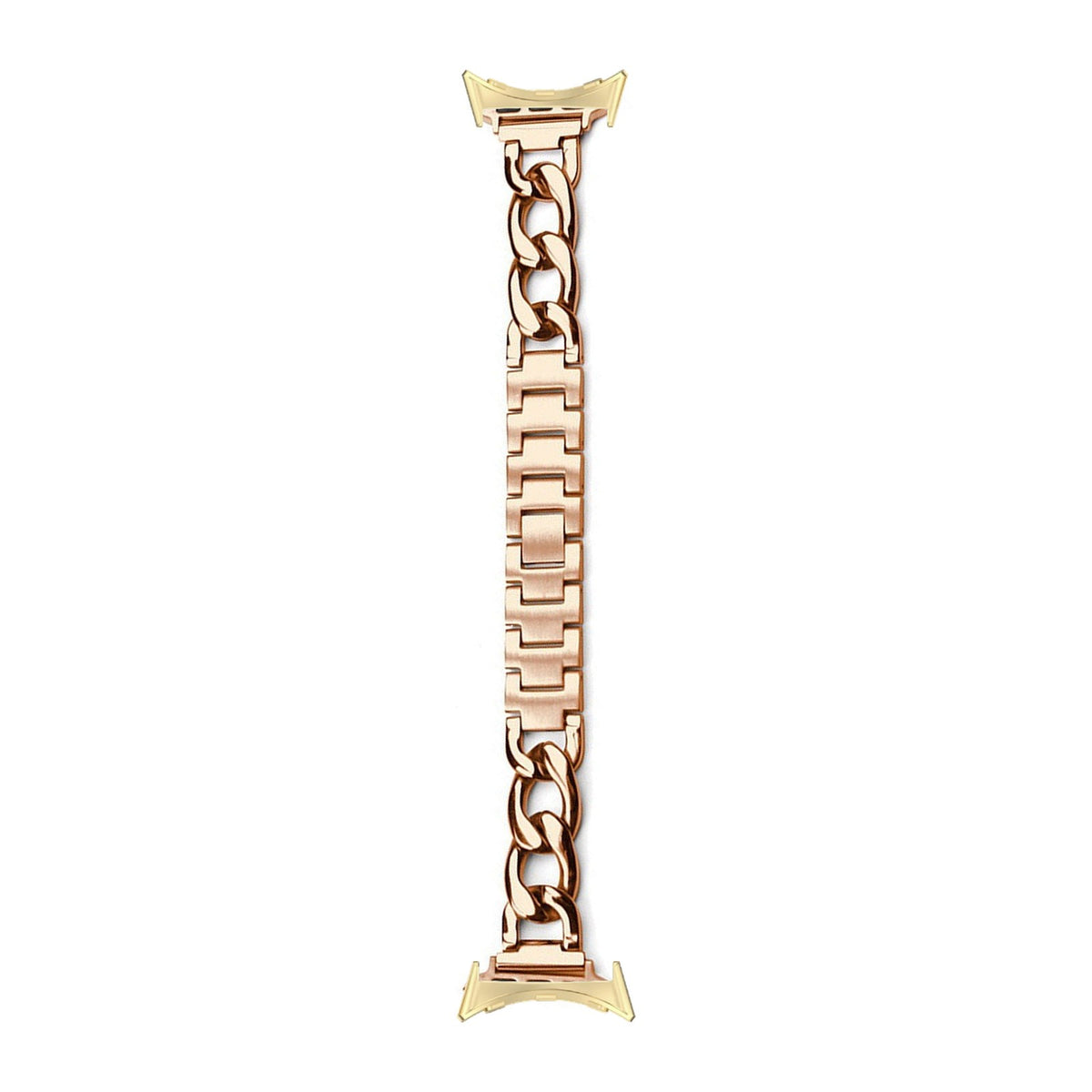 Chain Link Bracelet - Rose Gold Gold with Google Pixel Spring Bar Adapters - Wear Any 20mm Strap! for Pixel Watch 1-5 41mm