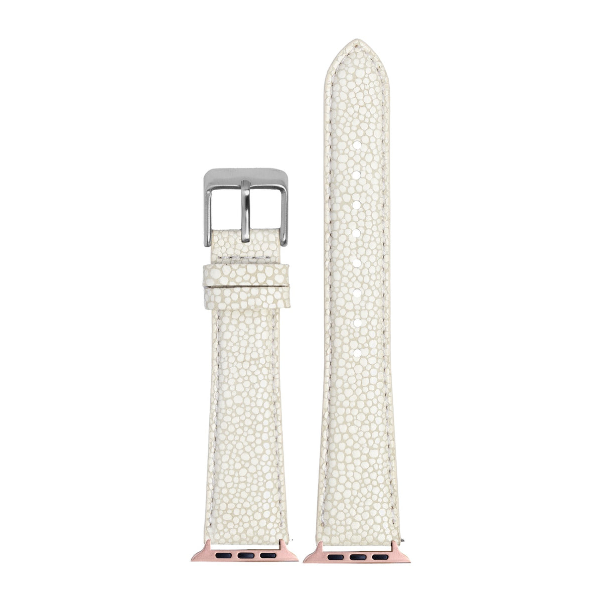 Faux Stingray - White Rose Gold with Connecters - Spring Bar Type for Apple Watch