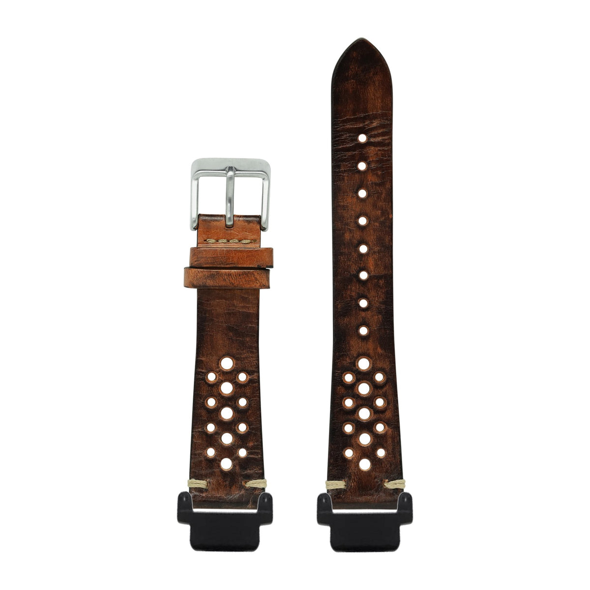 Vintage Rally Leather - Smoked Brown Black with Garmin Forerunner 220/ 230/ 235/ 620/ 630/ 735XT Strap Adapters for Garmin Forerunner 220/ 230/ 235/ 620/ 630/ 735XT