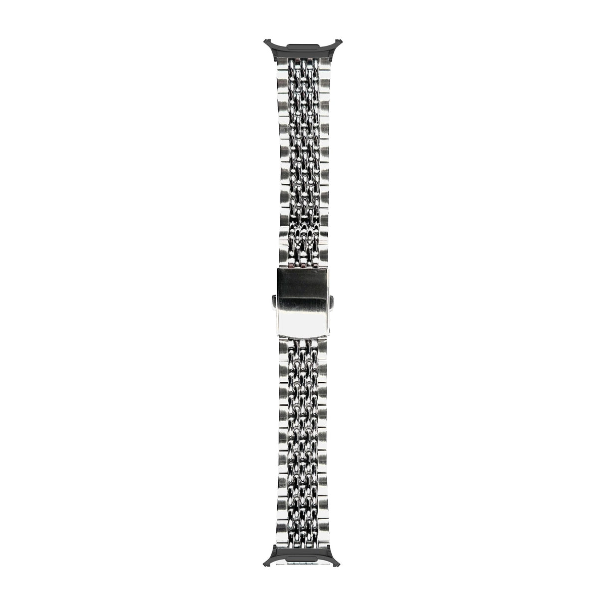 Steel Bracelet - Beads of Rice Silver Black with Strap Adapter for Galaxy Watch 8-9/Ultra