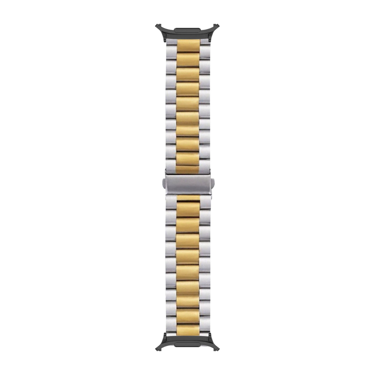 Steel Bracelet Black with Deployant Clasp - Silver/Gold with Strap Adapter for Galaxy Watch 8-9/Ultra