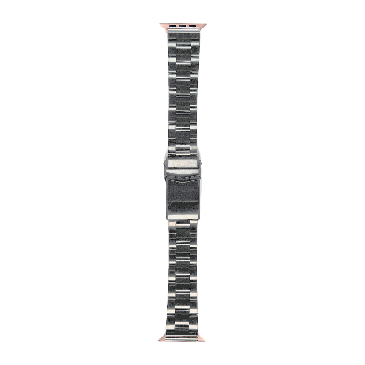 Black Super-O Steel Bracelet Rose Gold with V-Clasp with DLC Coating with Connecters - Spring Bar Type for Apple Watch
