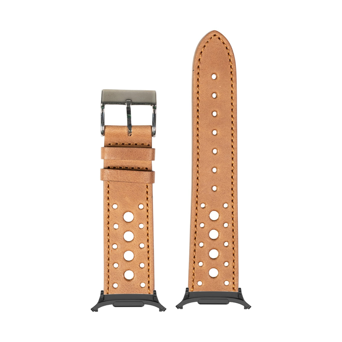 Leather - Daytona - Brown for the Galaxy Watch 8, 9 and Ultra with adapter fitted