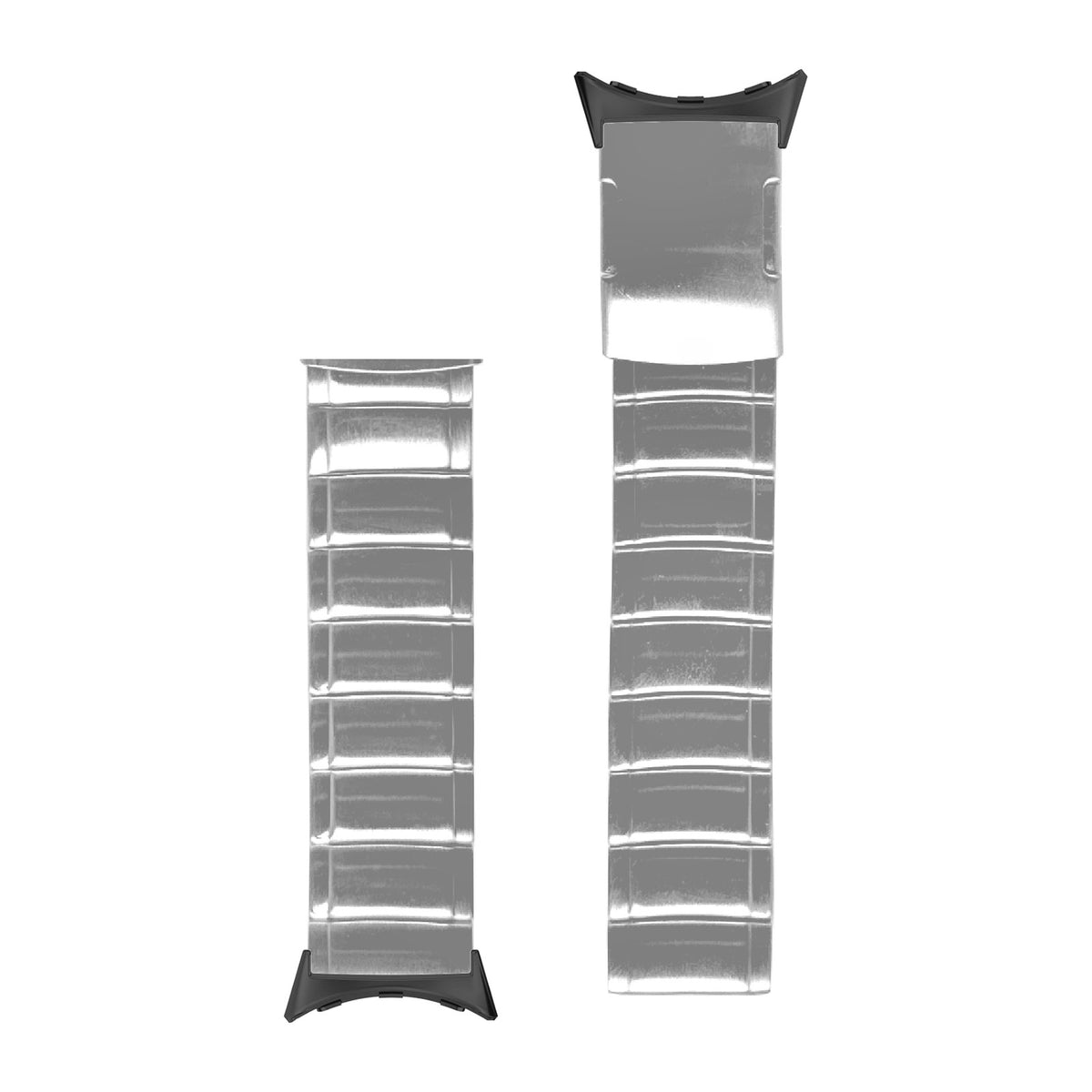 Link Bracelet Silver Black with Google Pixel Spring Bar Adapters - Wear Any 20mm Strap! for Pixel Watch 3-5 45mm