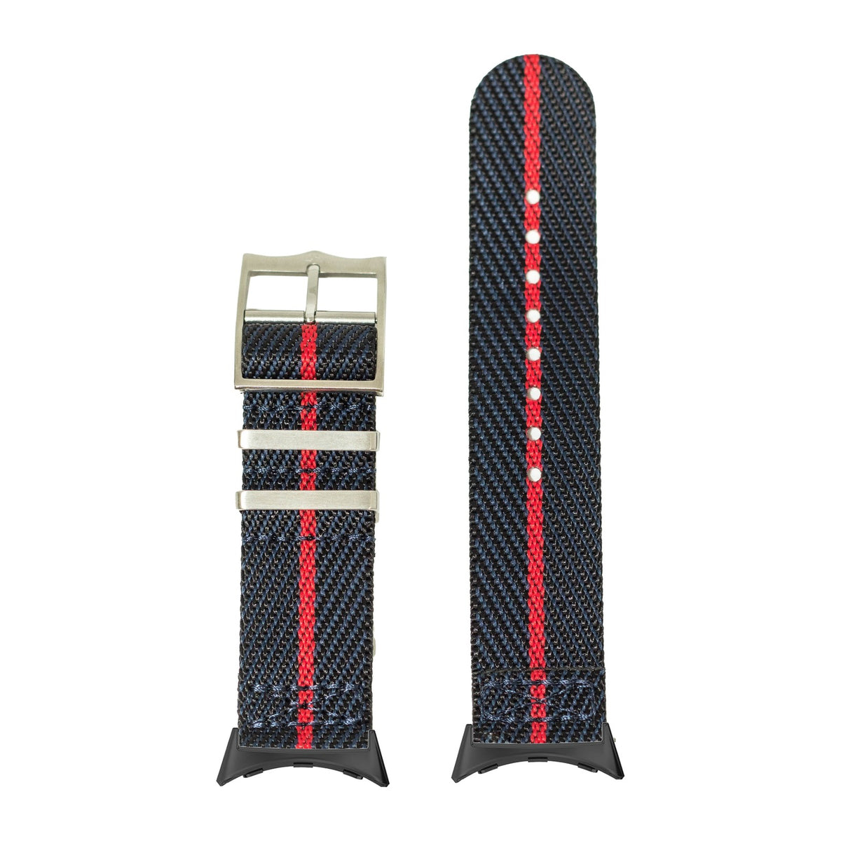 Cross Militex - Night Blue / Red Black with Google Pixel Spring Bar Adapters - Wear Any 20mm Strap! for Pixel Watch 1-5 41mm