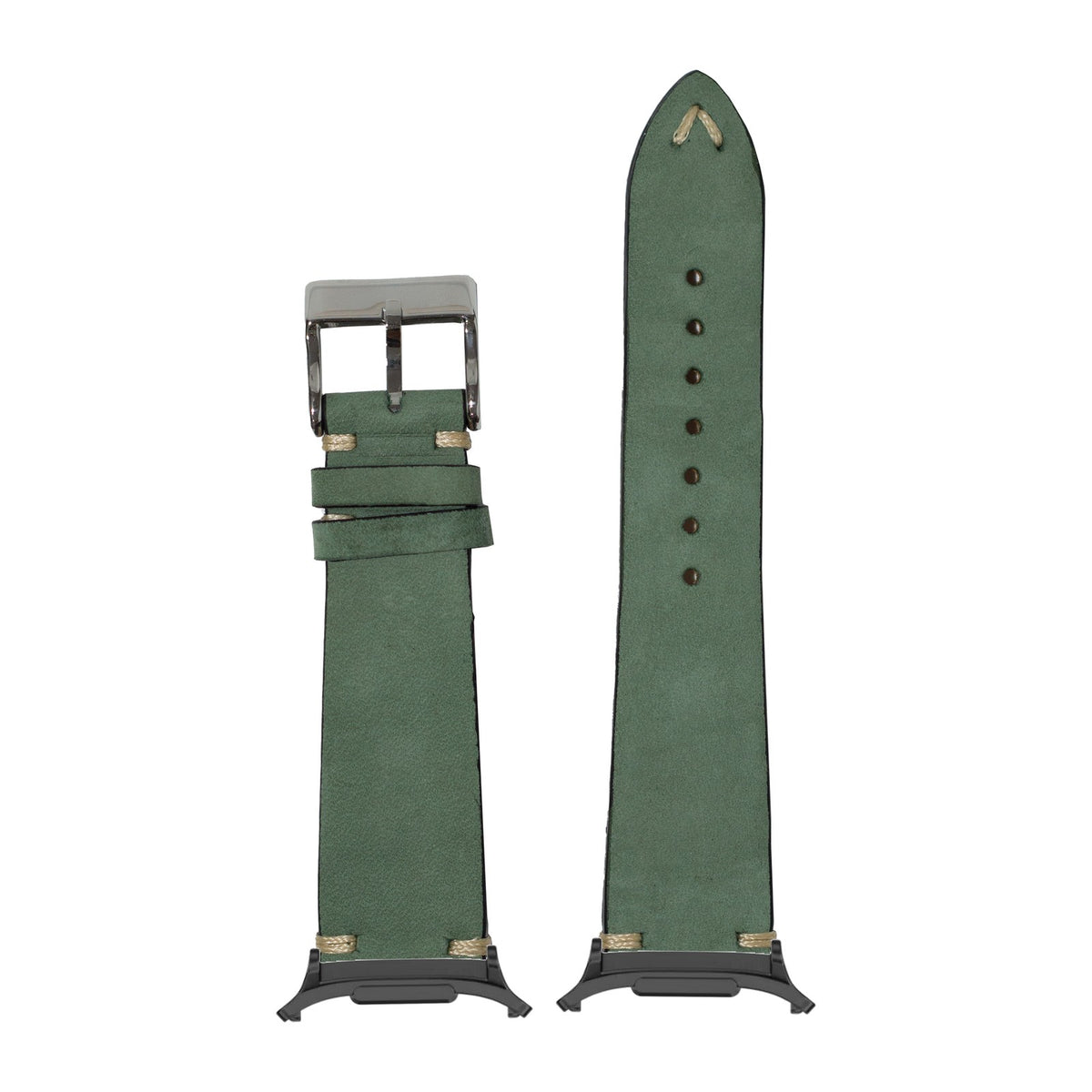 Vintage Knotted - Nubuck Leather - Mint Green for the Galaxy Watch 8, 9 and Ultra with adapter fitted