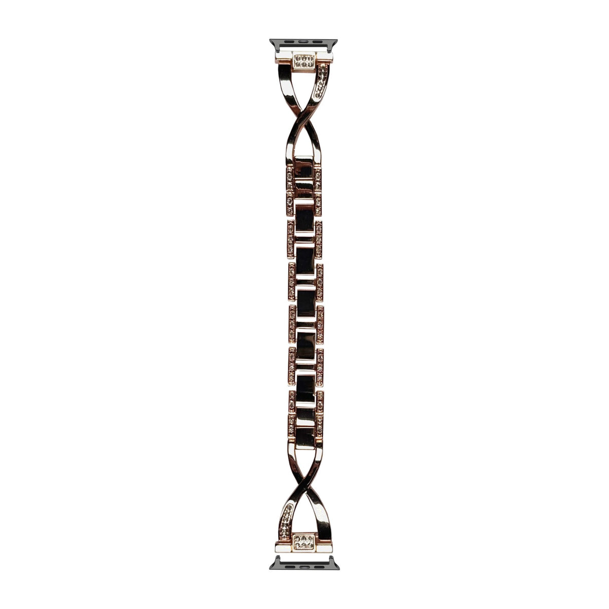 Helix Bracelet Rose Gold Black with Connecters - Spring Bar Type for Apple Watch