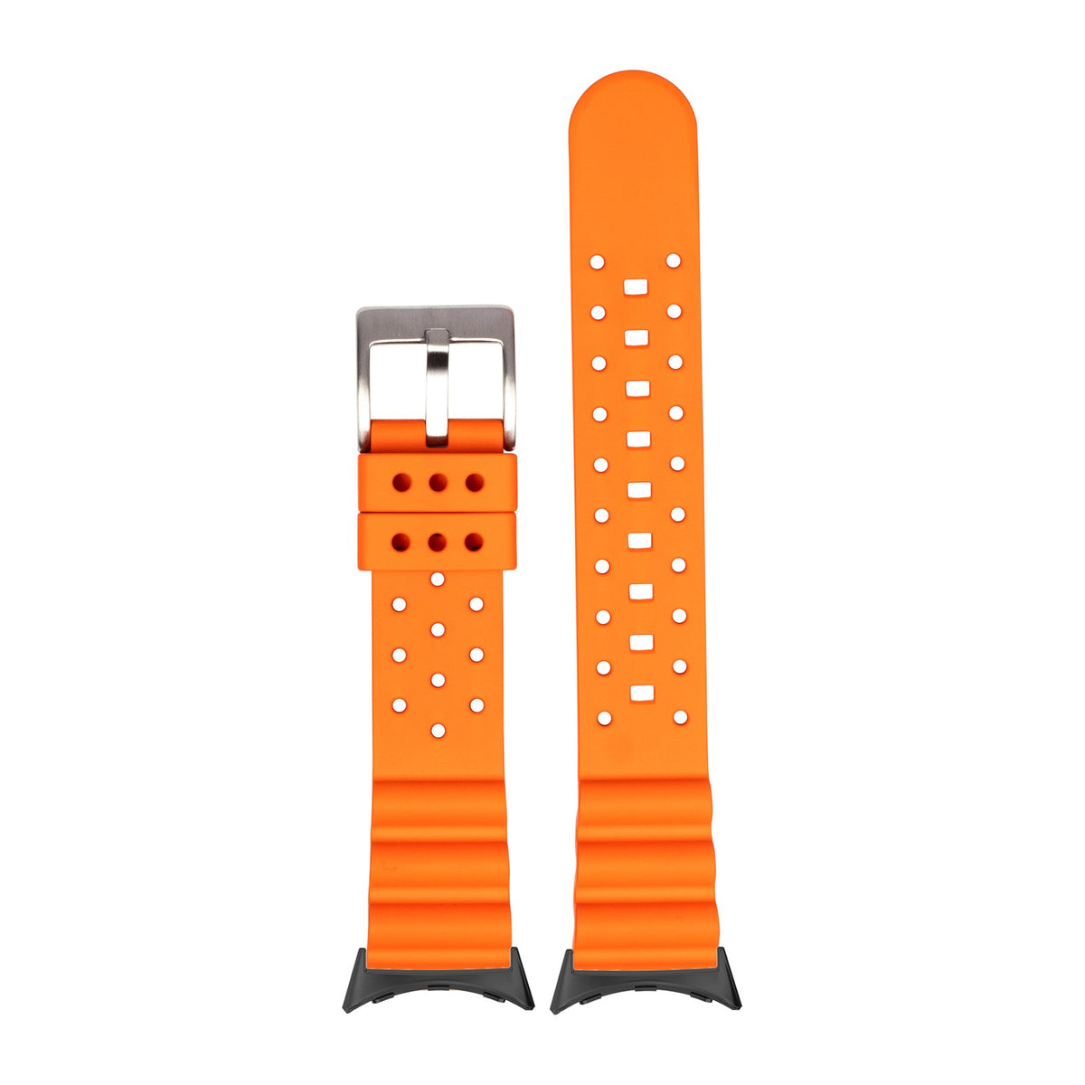 Diver's FKM Rubber Orange Black with Google Pixel Spring Bar Adapters - Wear Any 20mm Strap! for Pixel Watch 1-5 41mm