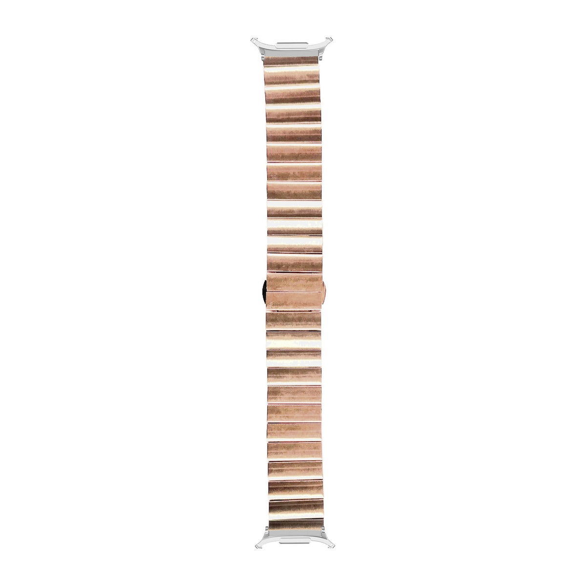 Steel Bracelet (Rose Gold) - Deployment Clasp 3 Silver with Strap Adapter for Galaxy Watch 8-9/Ultra