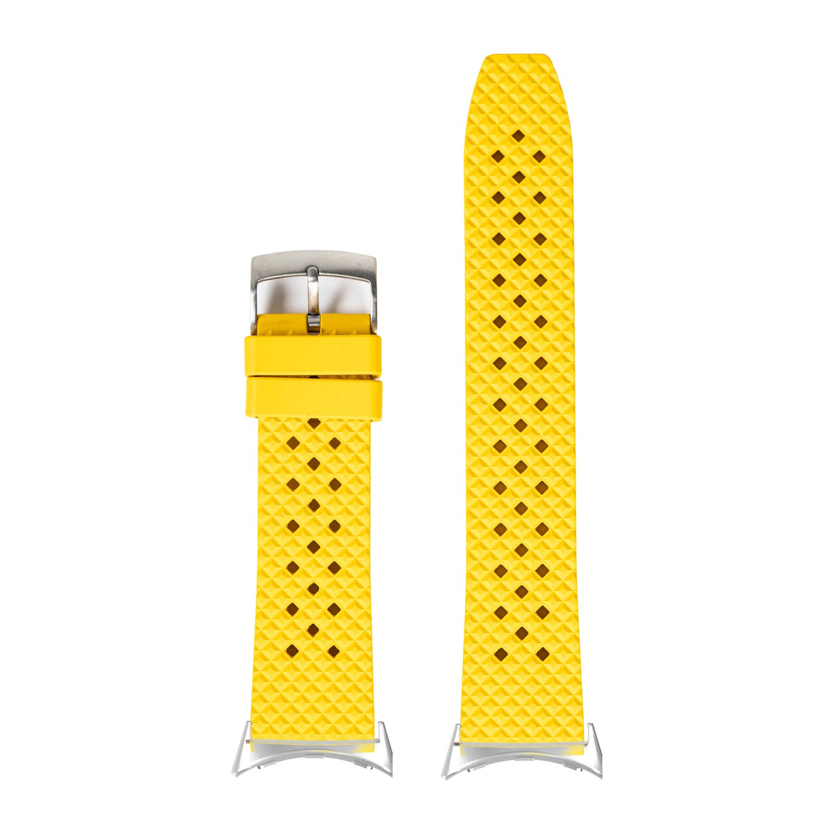 King Honeycomb FKM Rubber - Yellow Silver with Google Pixel Spring Bar Adapters - Wear Any 20mm Strap! for Pixel Watch 1-5 41mm