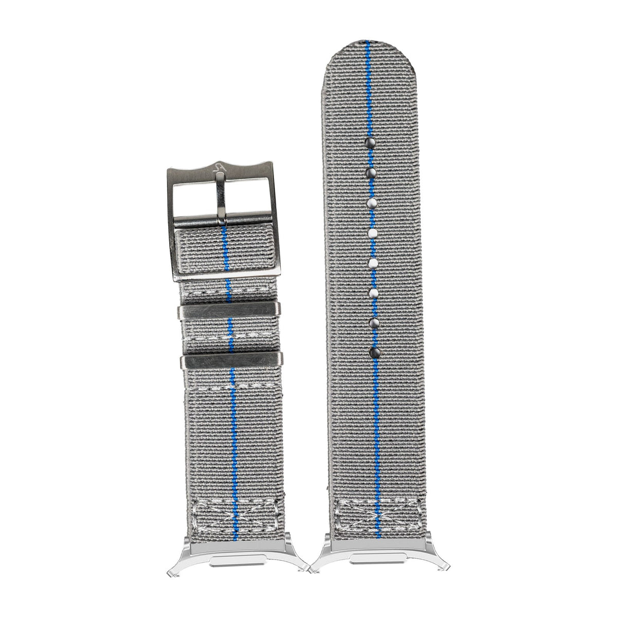ElastoFlex - Grey/Blue Silver with Strap Adapter for Galaxy Watch 8-9/Ultra