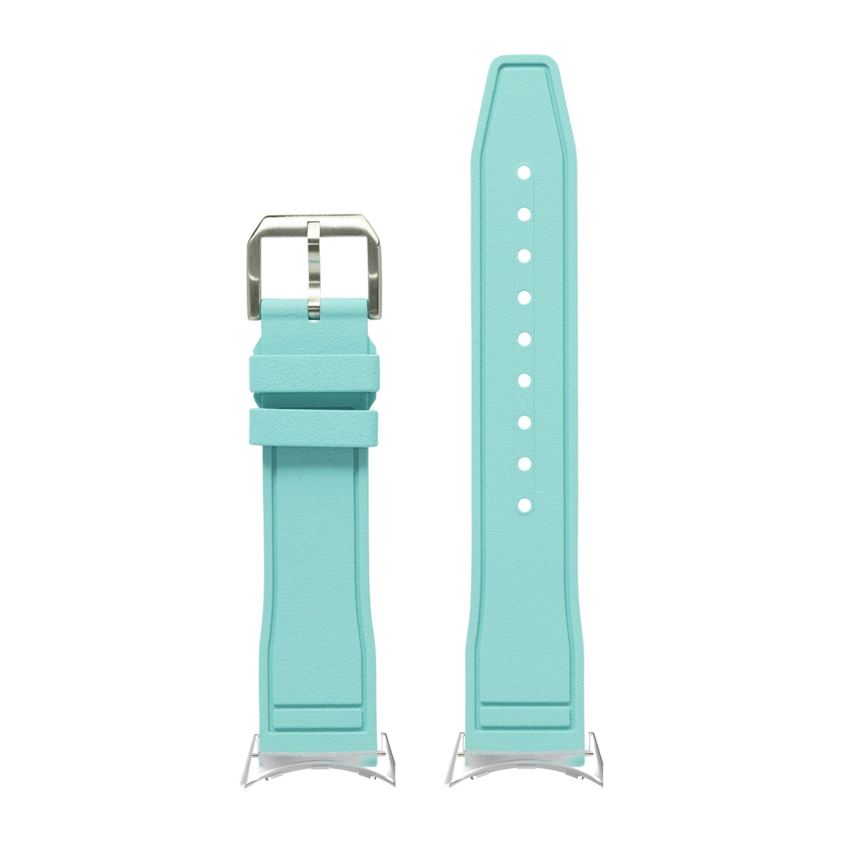 FKM Rubber - Pilot Light Tiff Blue Silver with Google Pixel Spring Bar Adapters - Wear Any 20mm Strap! for Pixel Watch 1-5 41mm