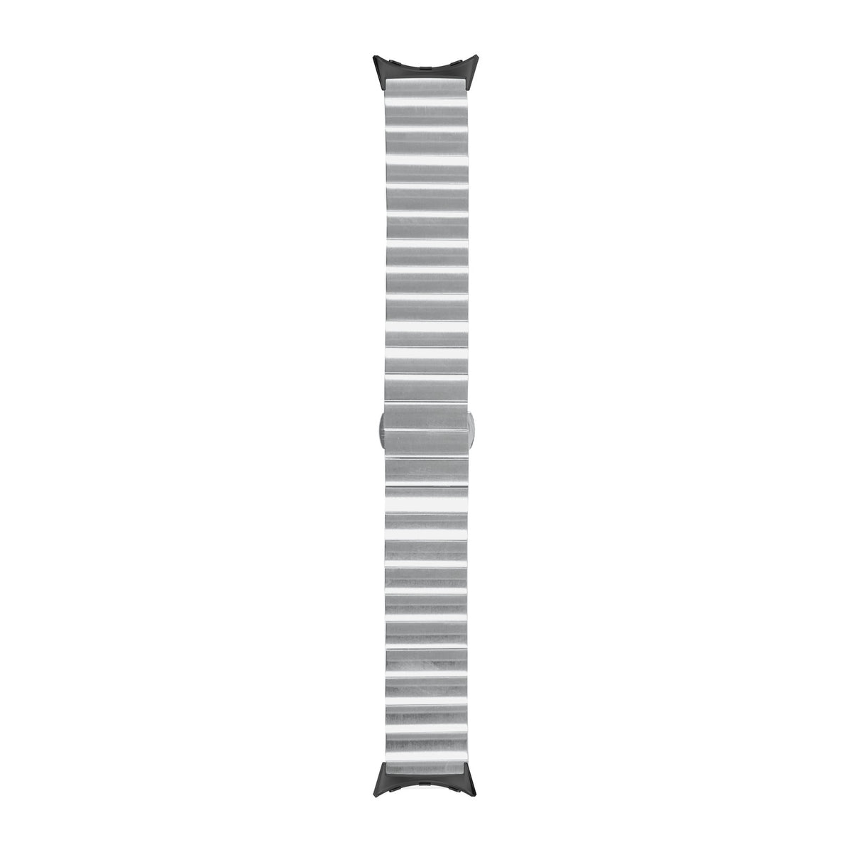 Steel Bracelet (Silver) - Deployment Clasp 3 Black with Google Pixel Spring Bar Adapters - Wear Any 20mm Strap! for Pixel Watch 3-5 45mm