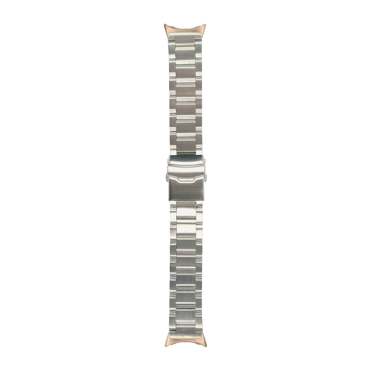 Steel Bracelet - Hex Link Silver Rose Gold with Safety Deployant Clasp with Google Pixel Spring Bar Adapters - Wear Any 20mm Strap! for Pixel Watch 1-5 41mm