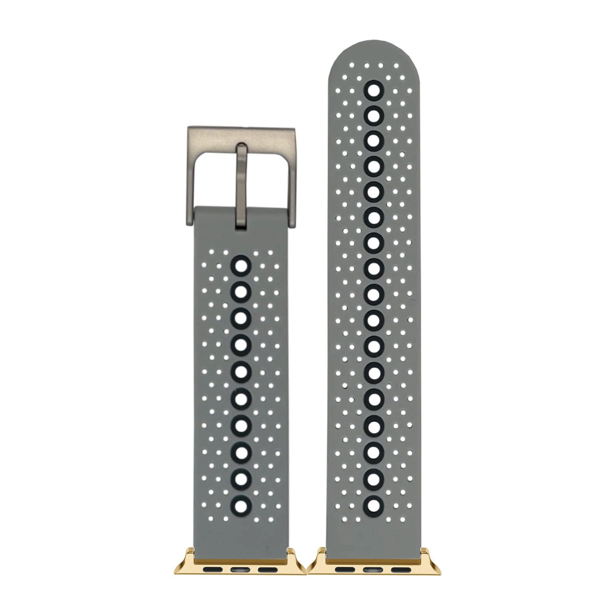 Flexi Sports Silicone 2 Grey Gold with Connecters - Spring Bar Type for Apple Watch