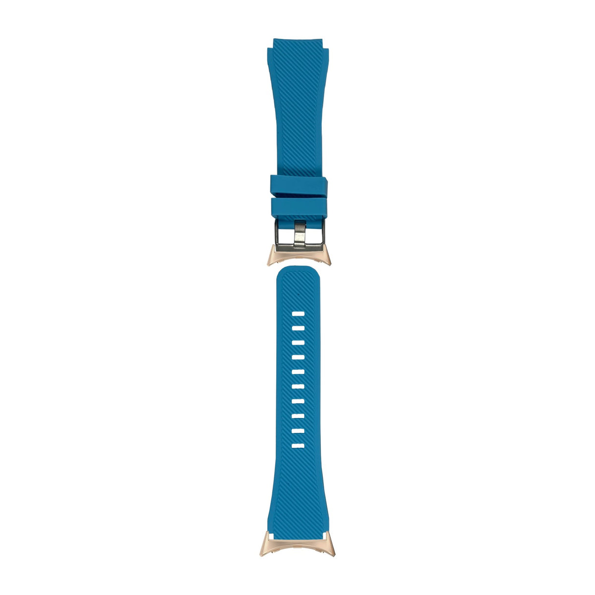 Flexi Silicone Sky Blue Rose Gold with Google Pixel Spring Bar Adapters - Wear Any 20mm Strap! for Pixel Watch 1-5 41mm