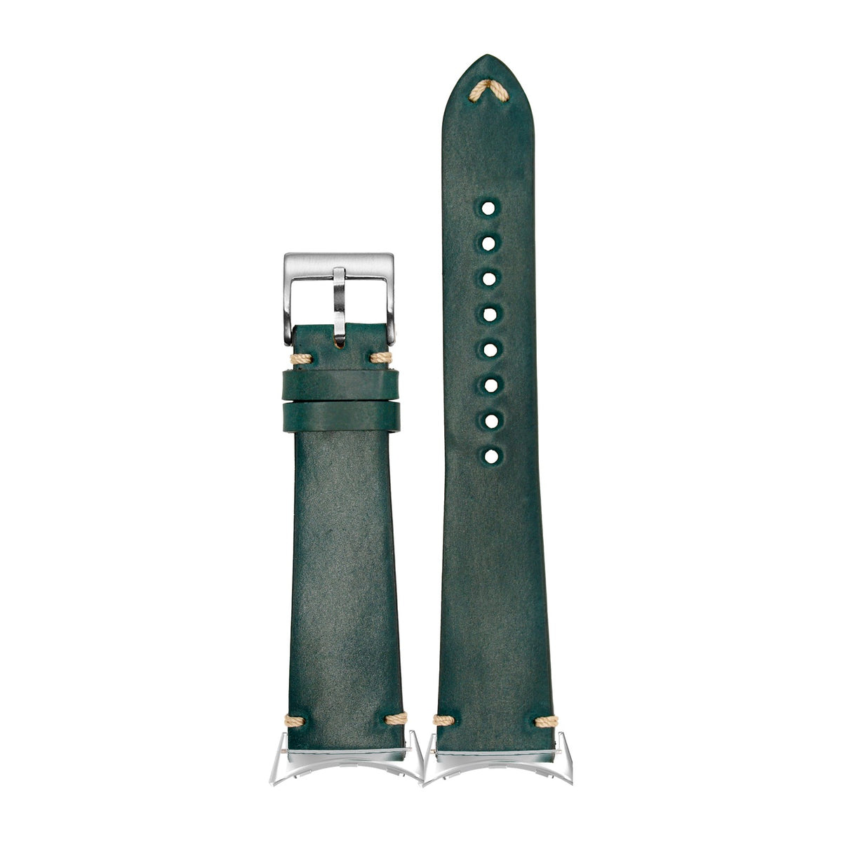 Horween Shell Cordovan - Vintage - Green Silver with Google Pixel Spring Bar Adapters - Wear Any 20mm Strap! for Pixel Watch 1-5 41mm