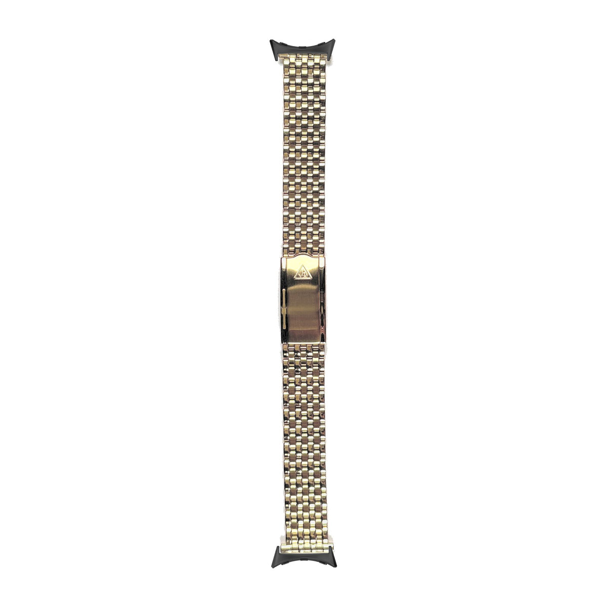 Gold Plated Forstner 7-Row Beads of Rice Watch Bracelet Black with Google Pixel Spring Bar Adapters - Wear Any 20mm Strap! for Pixel Watch 3-5 45mm