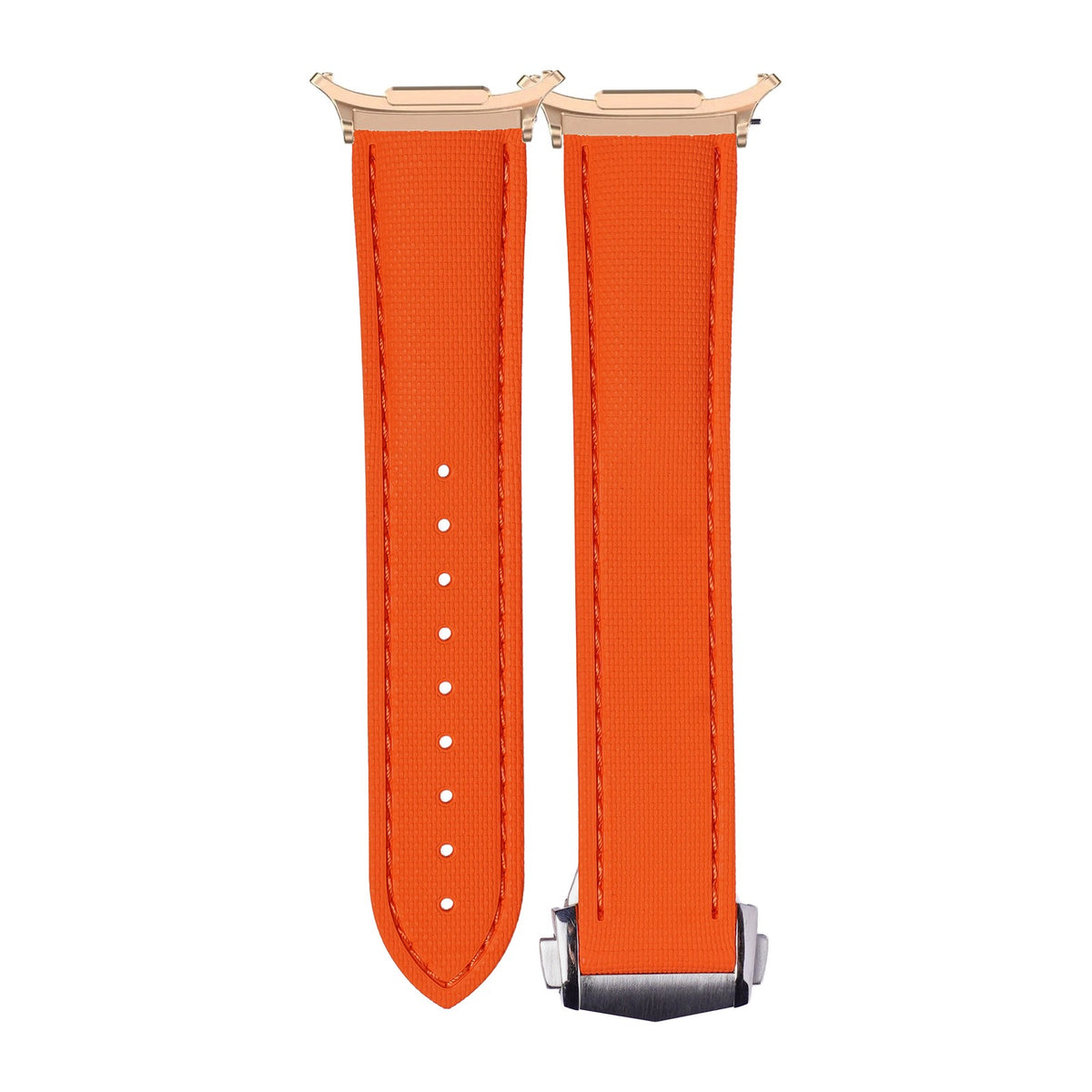 Textured FKM Rubber Orange Rose Gold with Strap Adapter for Galaxy Watch 8-9/Ultra