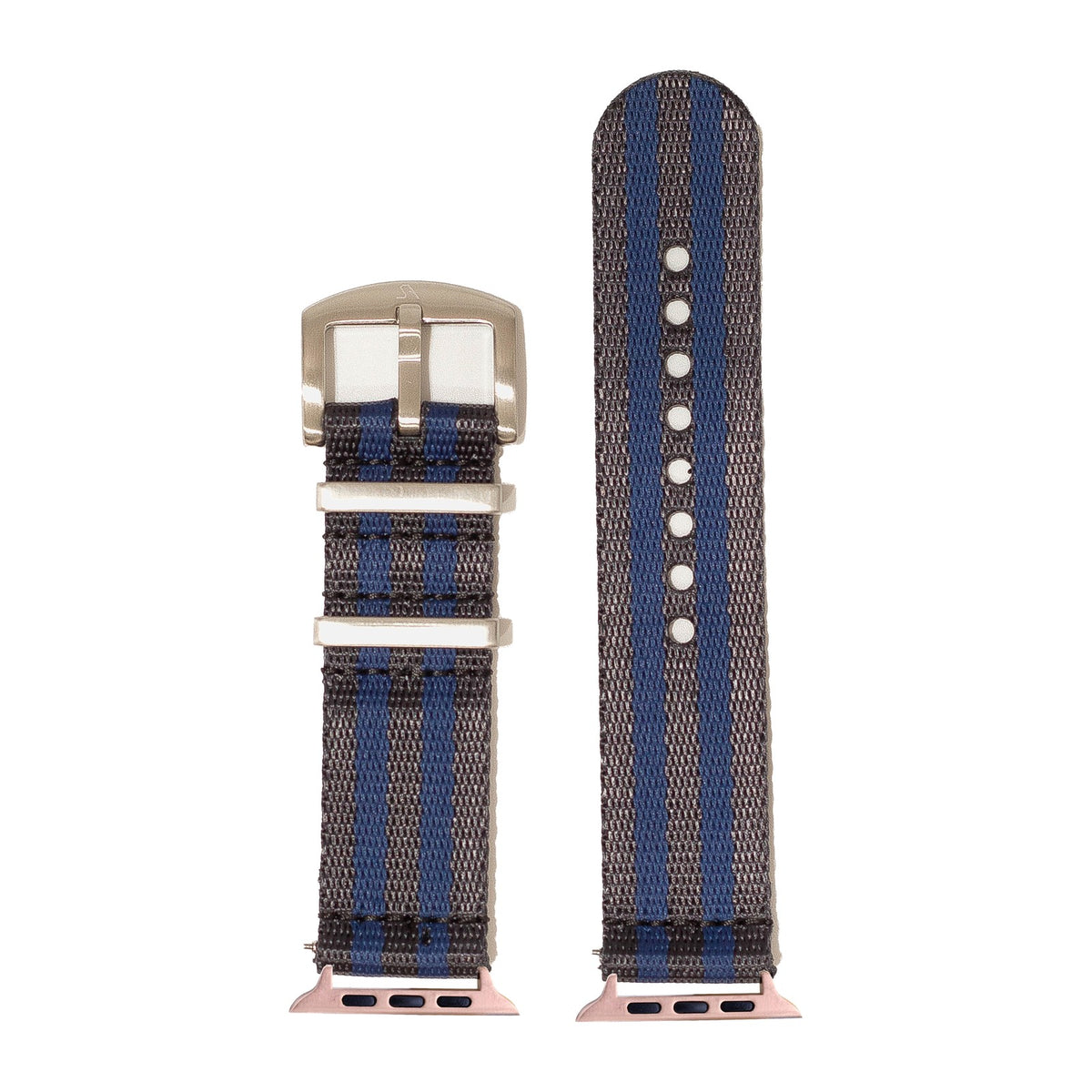 Supreme Militex - Dark Blue/Navy Blue Rose Gold with Connecters - Spring Bar Type for Apple Watch